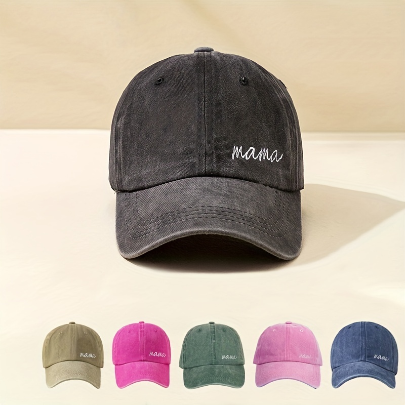 

Mama Embroidery Simple Baseball Candy Color Washed Distressed Sun Hat Outdoor Sports Dad Hats For Women Men