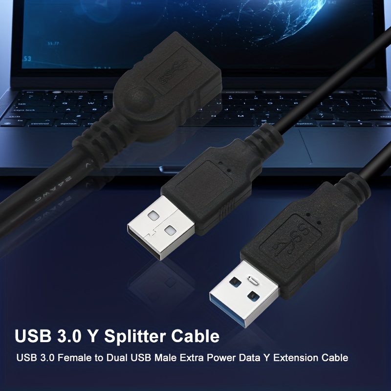 USB 2.0 and Cable USB Double Splitter Cable Female to USB 2 Male Power  Extension Cable