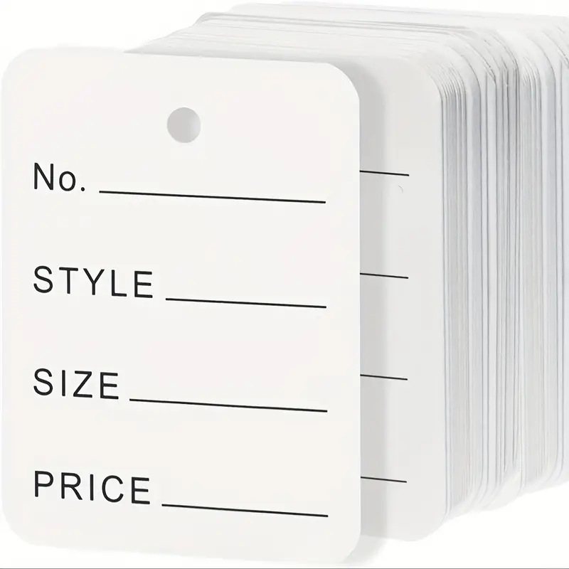 1000 Pieces White Tags with String Marking Strung Tags, Writable Price Tags  Display Label for Product Jewelry Clothing Tags, 1.38x 0.87inches