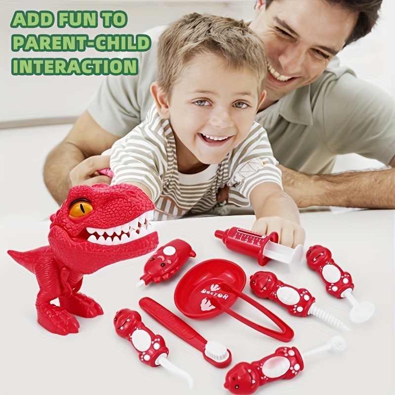 10pcs Dinosaur Brushing Teeth Toys Role Play Set