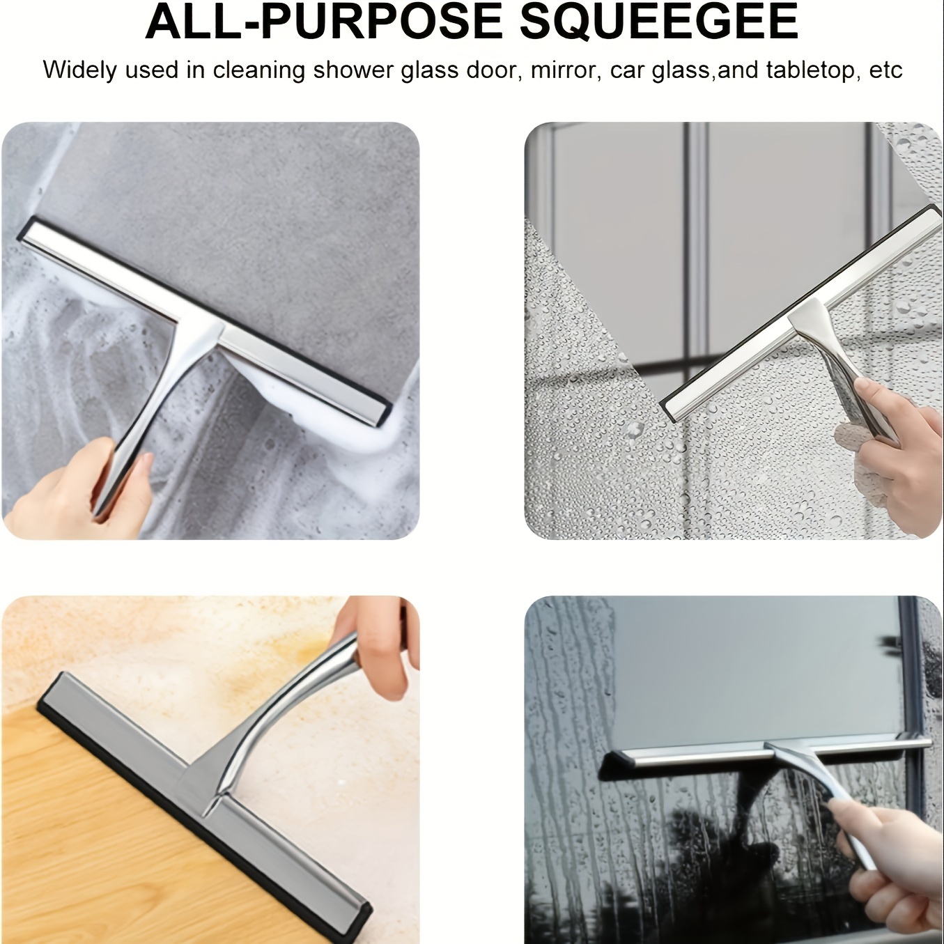 Premium Shower Squeegee Window Glass Wiper Scraper Cleaner With Hook  Bathroom Mirror Wiper Scraper Glass Cleaning