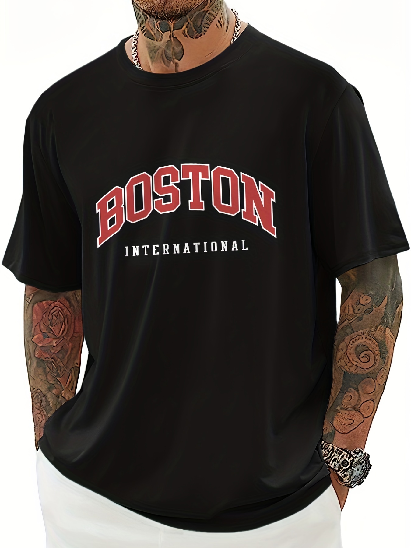 Camiseta Manga Corta Estampado Gráfico boston College - Temu Mexico