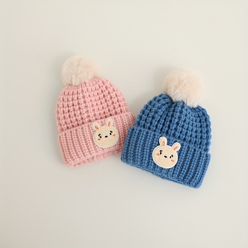 Gorro de punto para bebé y niña, diseño de conejo, para invierno, cálido