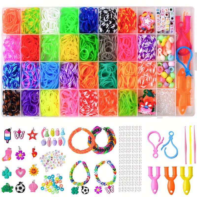 DIY Loom Bands Kit, 54Grids 40 Colors Colorful Rubber Bands Looming Kit For  DIY Refill Bracelet Making Craft Kits, Large Loom Twisted Bands With Loom