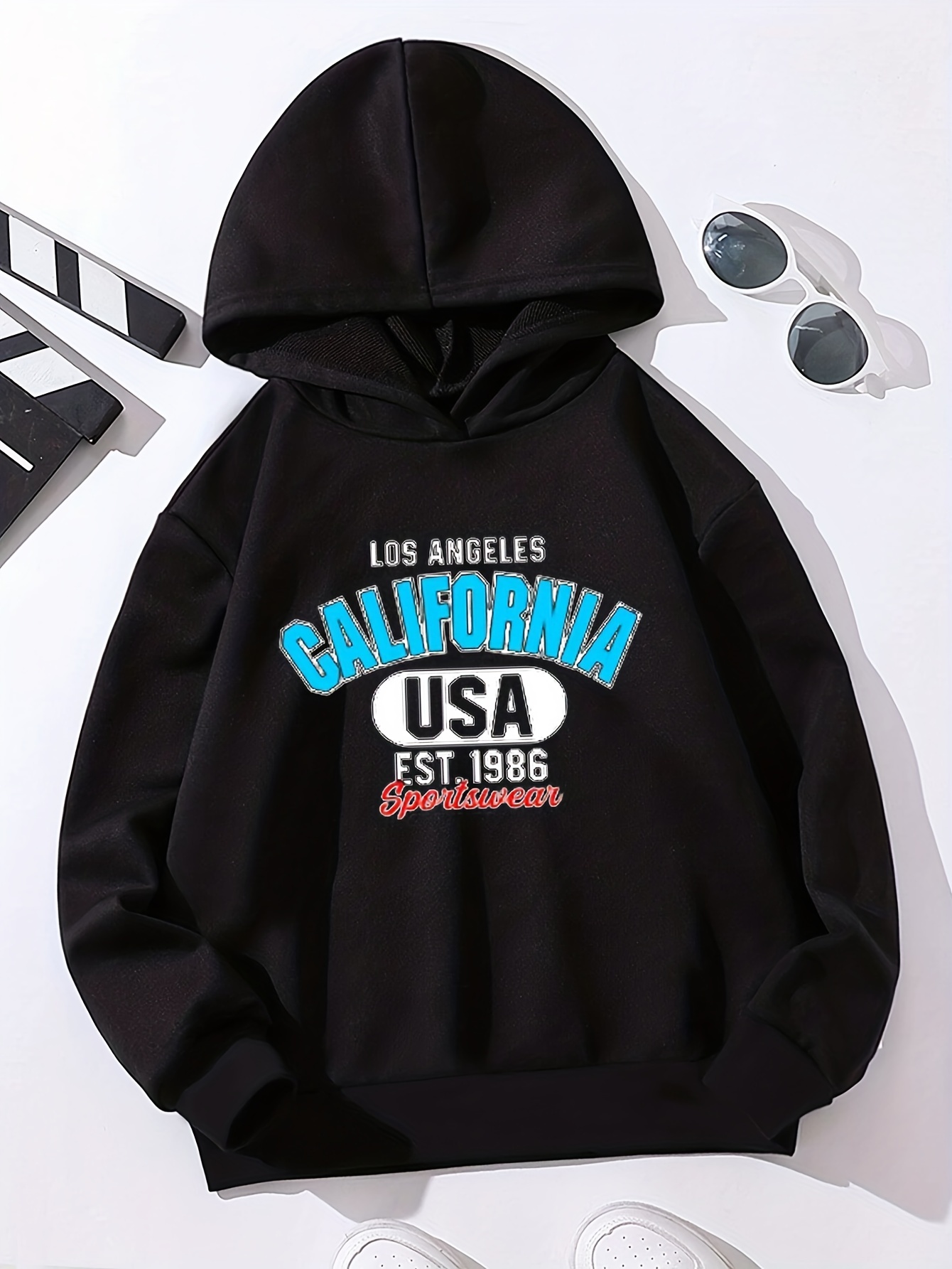 Sudadera Estampado Letras California Sudadera Informal Manga - Temu