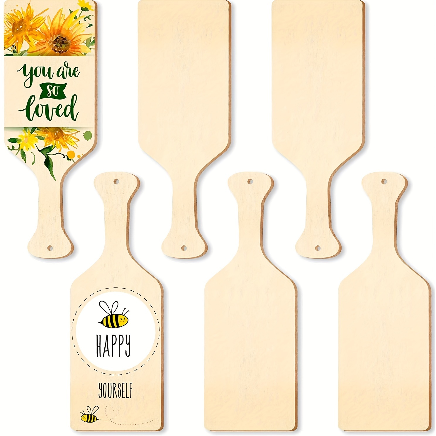 D-GROEE 6Pcs/Set Mini Wooden Cutting Board Craft with Handle