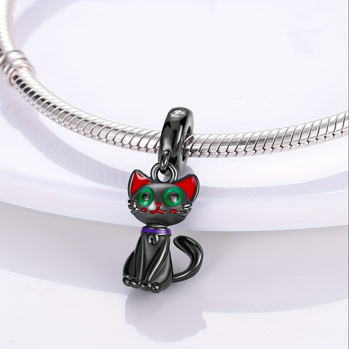 Cat Star Charms | Sleeping Cat Charm |925 Sterling Silver Bead