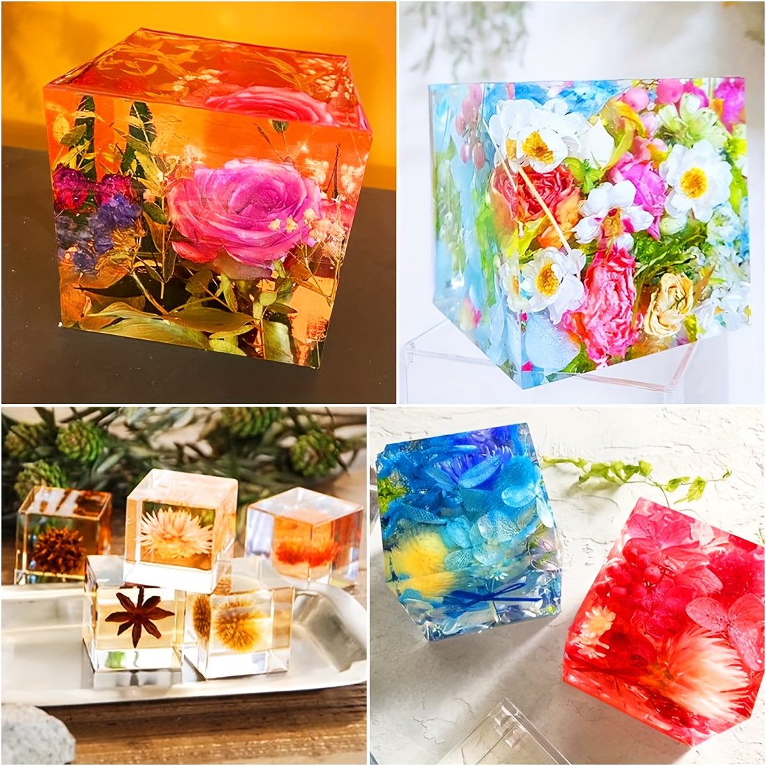 4 Inches Cube Transparent Silicone Molds Transparent Square Silicone Molds  Epoxy Resin Art Casting Molds DIY Home Gifts for Her Him 