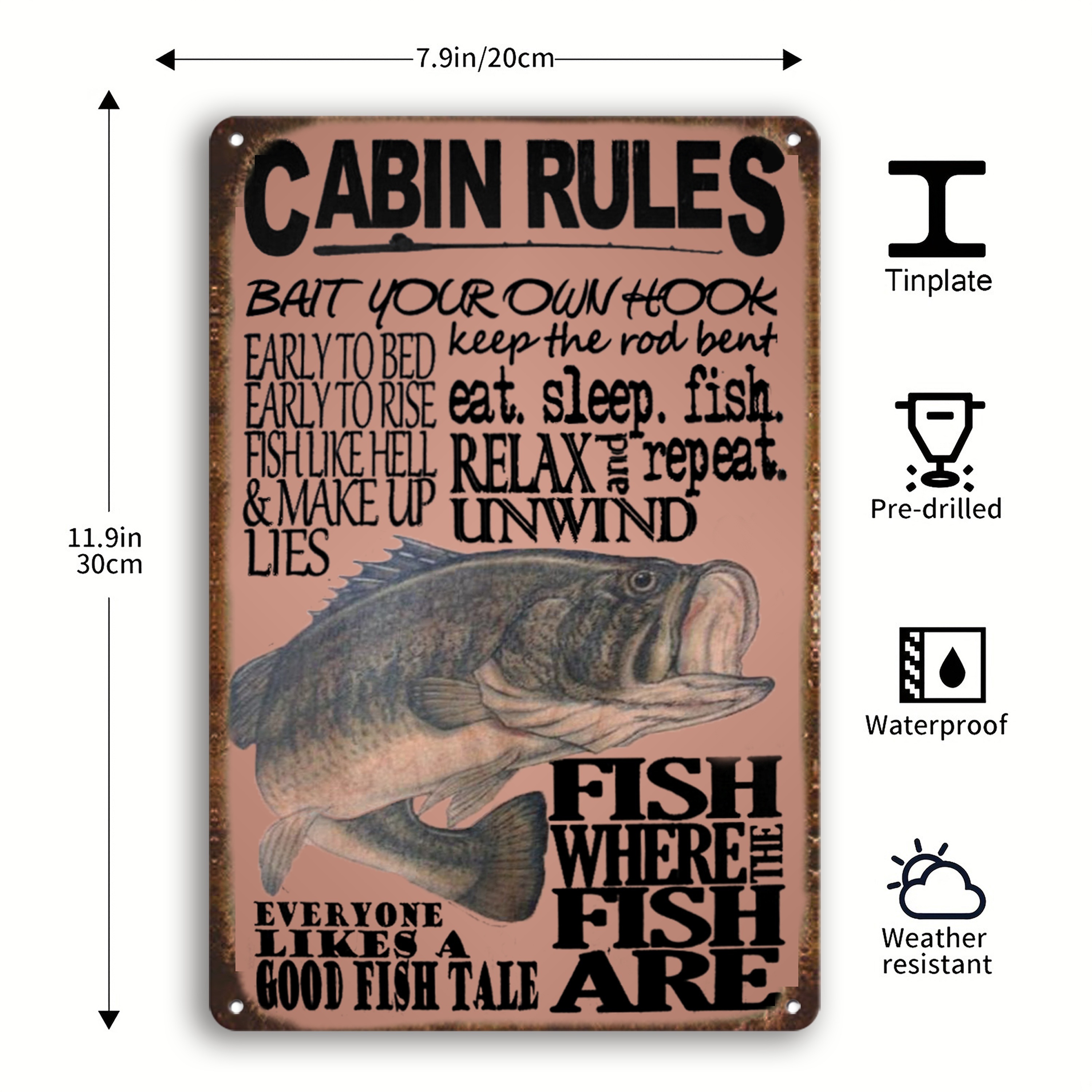 Fishing Tin Metal Signs Rule Signs Humor Signs Vintage Signs - Temu  Australia