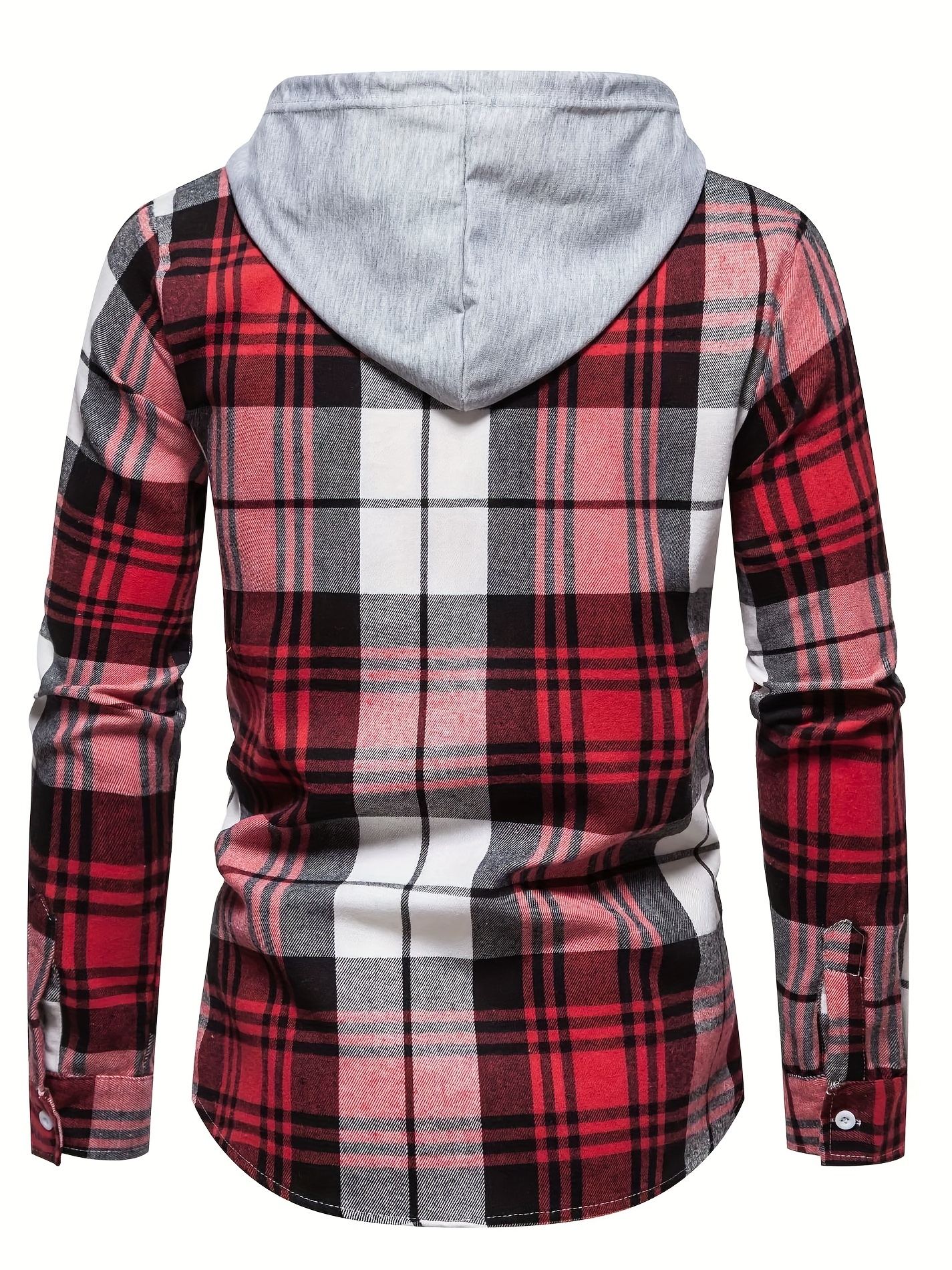 Red check outlet hooded shirt