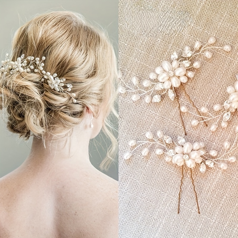 

1pcs Elegant Faux Pearl Decor Hairpin U Shape Headdress Bridal Wedding Party Banquet Hair Accessories