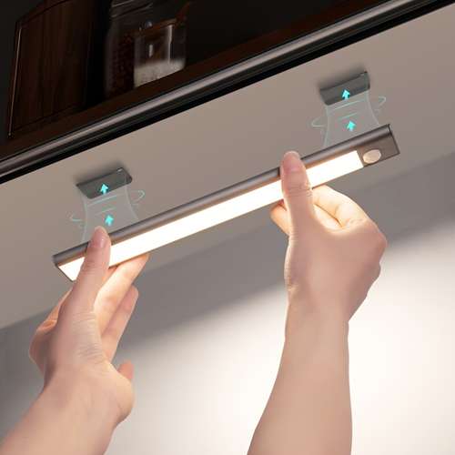 1 LED-kastlamp met bewegingssensor, verlichting boven het aanrecht, intelligent licht, draadloze magnetische via USB oplaadbare keukenverlichting, op batterijen werkende lamp voor garderobekasten kasten traptreden gang hal schappen 9,9 cm of 20 cm