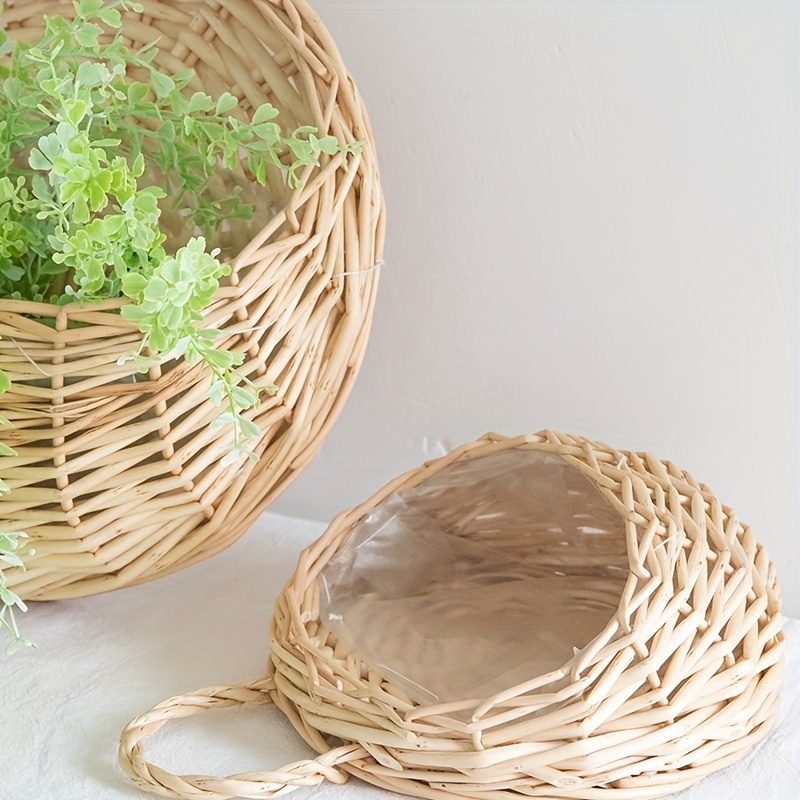 1 Confezione, Decorazione Domestica In Vimini Intrecciato In Rattan Appeso  A Parete Cesto Di Fiori Vaso Simulazione Cesto Appeso - Temu Italy