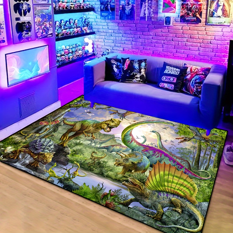TEMU Dinosaur Print Area Rugs For Living Room, Floor Flannel Carpet For Bedroom, Carpets Home Decor Rugs, Hotel, Non-slip Machine Washable Carpet, Cute Aesthetic Stuff Home Decor Room Decor