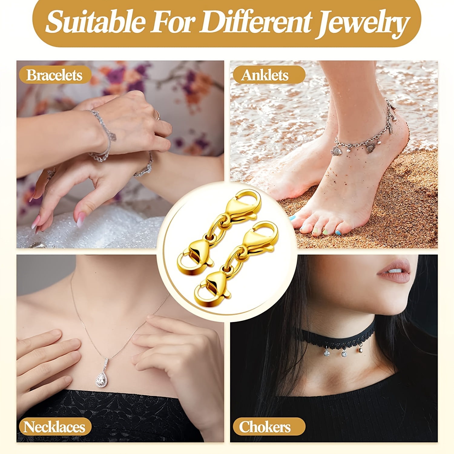 10pcs Double Lobster Clasp Extension Necklace Clasp Connector Bracelet  Extension, Gold And Silver Color Lobster Clasp Double Opening Jewelry Clasp  For