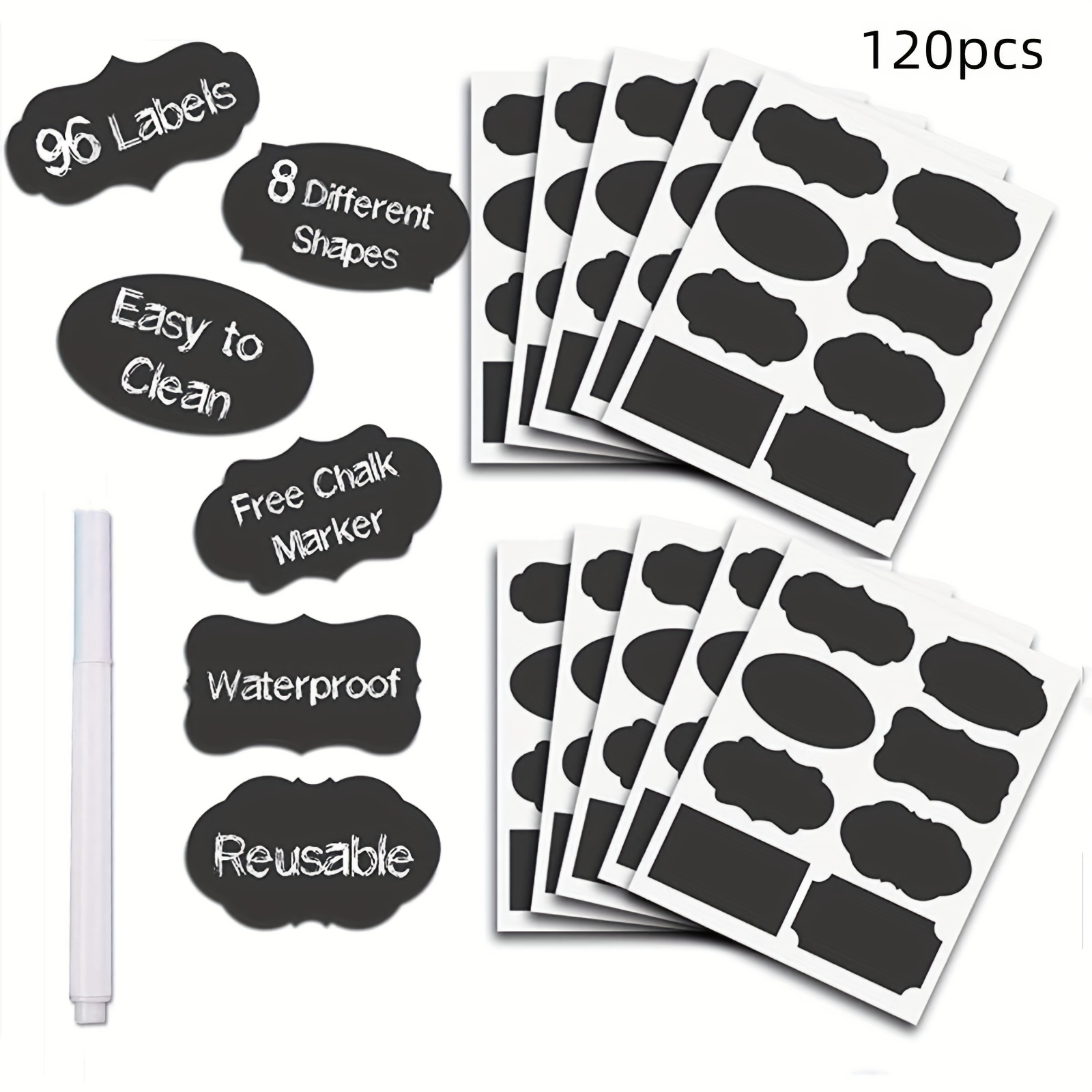 Chalkboard Labels Waterproof Reusable Blackboard Stickers - Temu