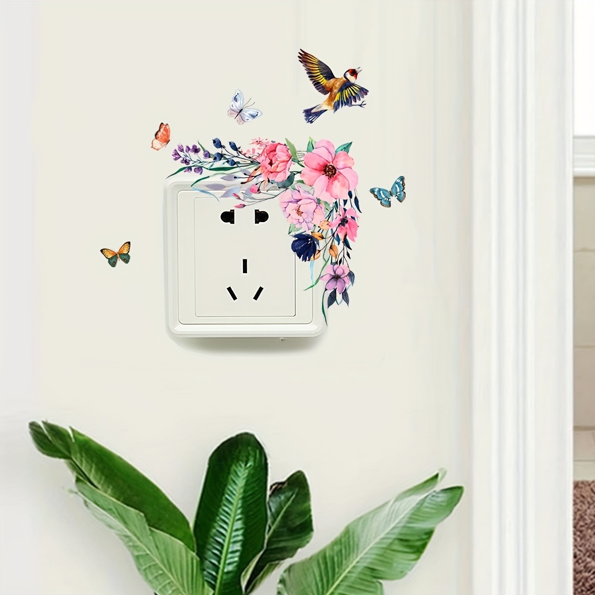 Colorful Flower Plant Butterfly Wall Sticker Self Adhesive - Temu