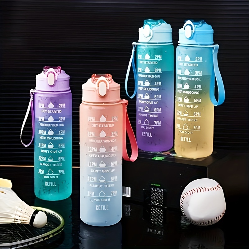 Motivational Water Bottle with Time Marker, 32 Oz BPA Free Water