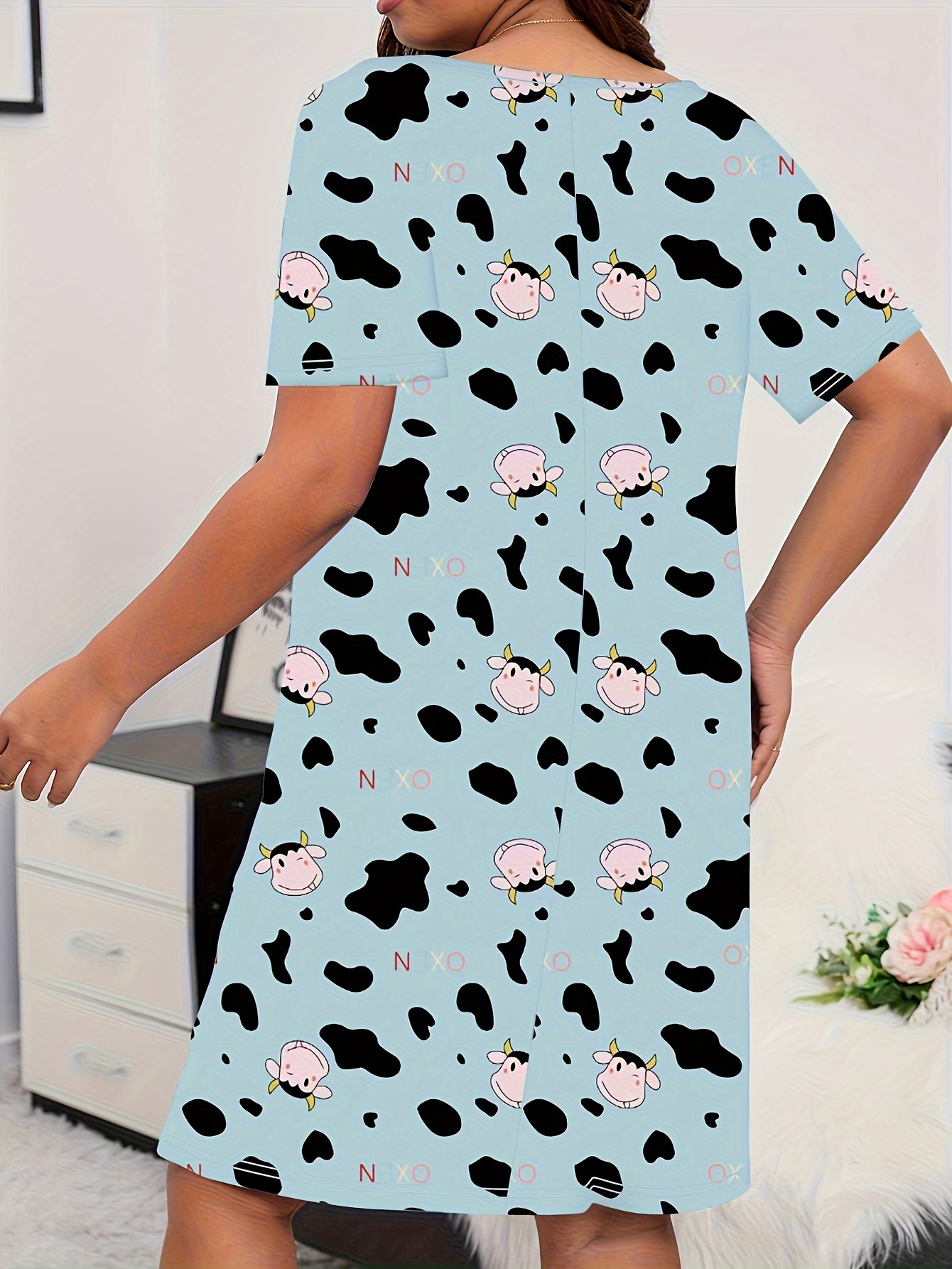 Cute Cartoon Pajamas Loungewear Dress for Girls Built-in Padded Bra – Gullei
