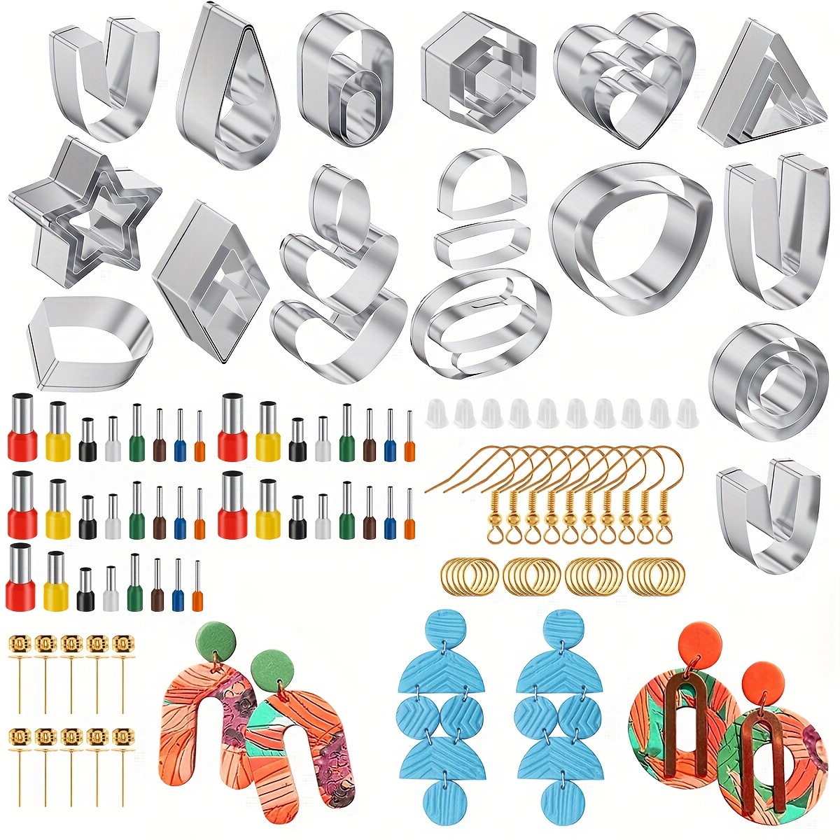 126pcs DIY Clay Earring Cutters Set for Polymer Clay Jewelry Making  Stainless Steel Polymer Clay Cutters Set with 40 Circle Shape Cutters and  Earring Accessories for Beginners 