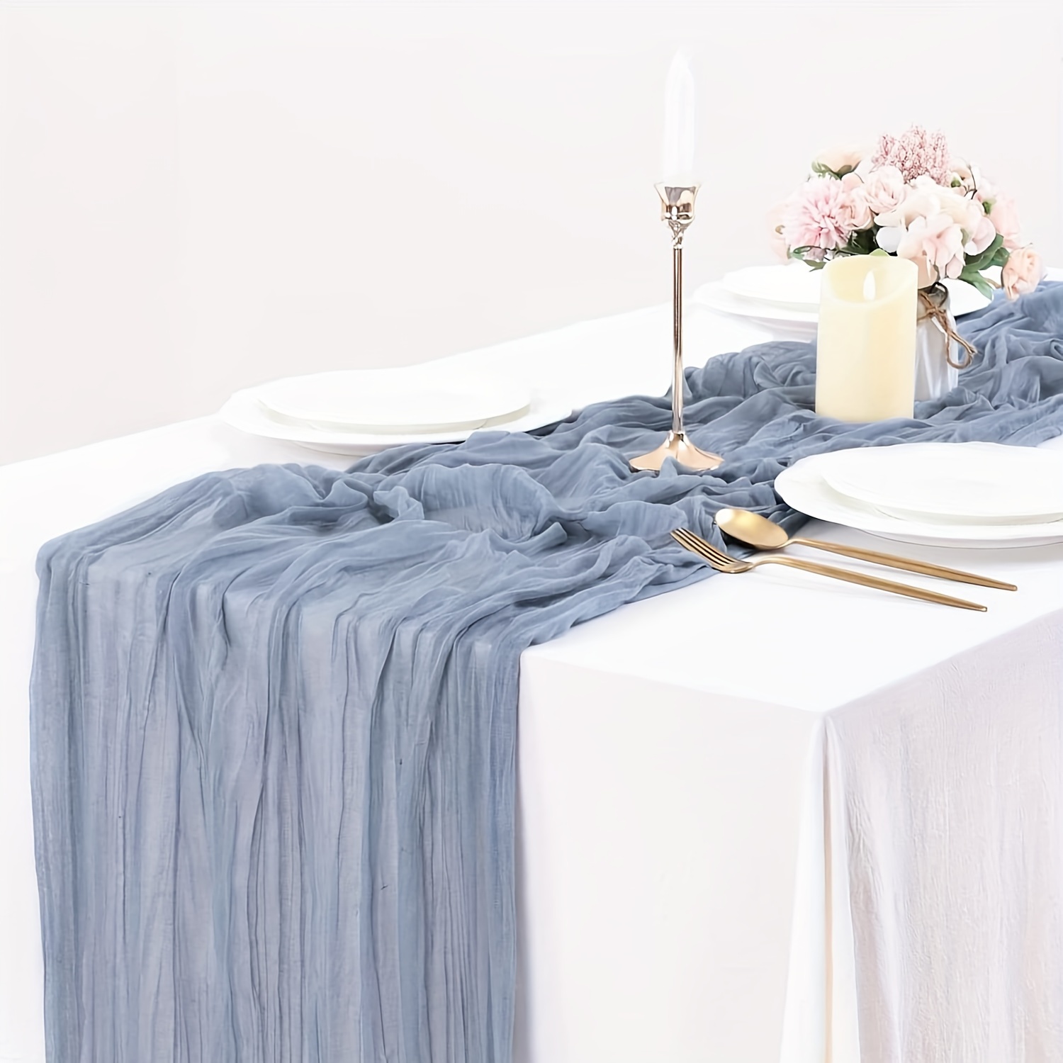 1pc Runner da tavolo in Chiffon Runner da tavolo rosa blu Runner da tavolo  matrimonio festa di compleanno Baby Bridal Shower decorazioni per la tavola  da pranzo