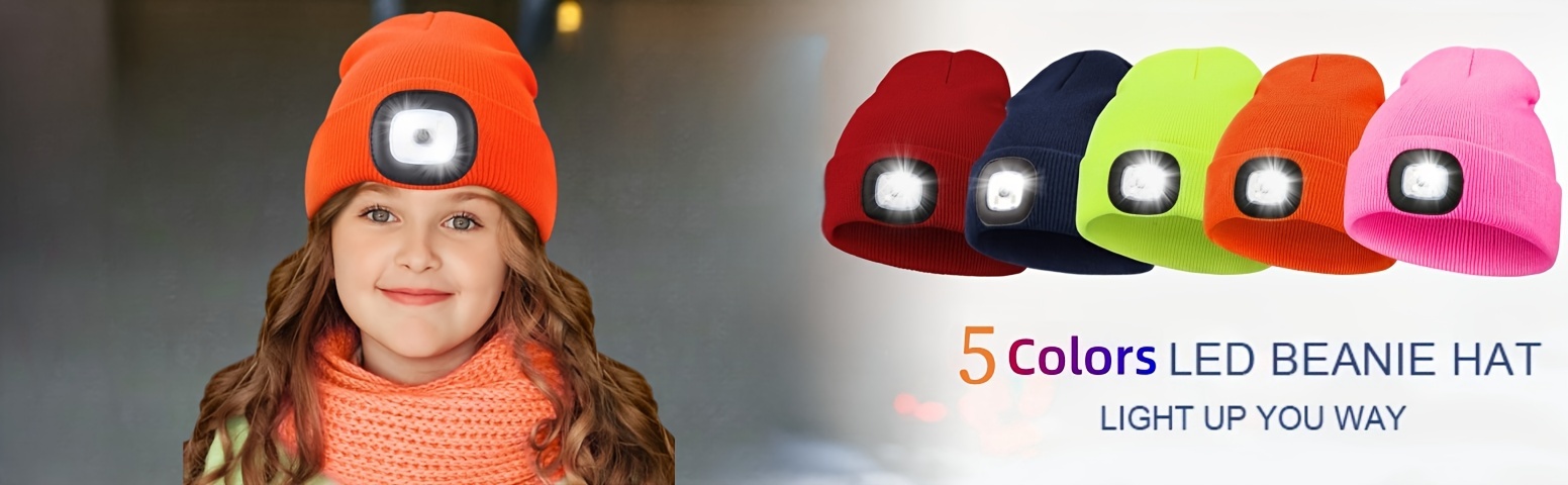 Unisex Mütze mit Licht für Kinder, USB wiederaufladbare  Freisprecheinrichtung LED Stirnlampe Hut, gestrickte Nachtlicht Mütze Kappe  Taschenlampe Hut, Geschenke für Kinder Junge