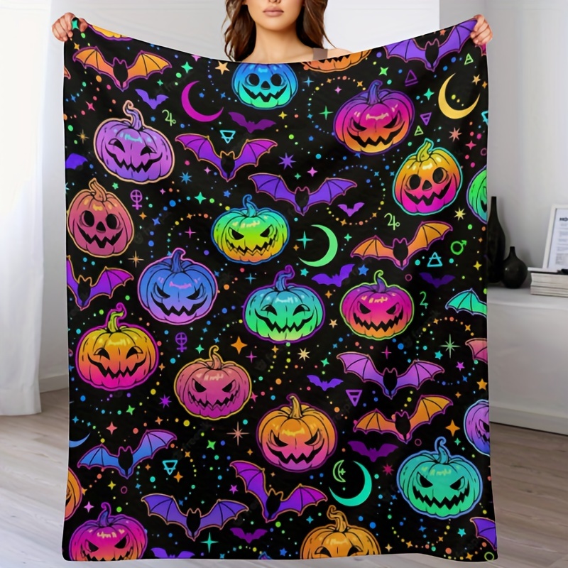 Halloween Colorful Pumpkin Bat Print Large Capacity - Temu