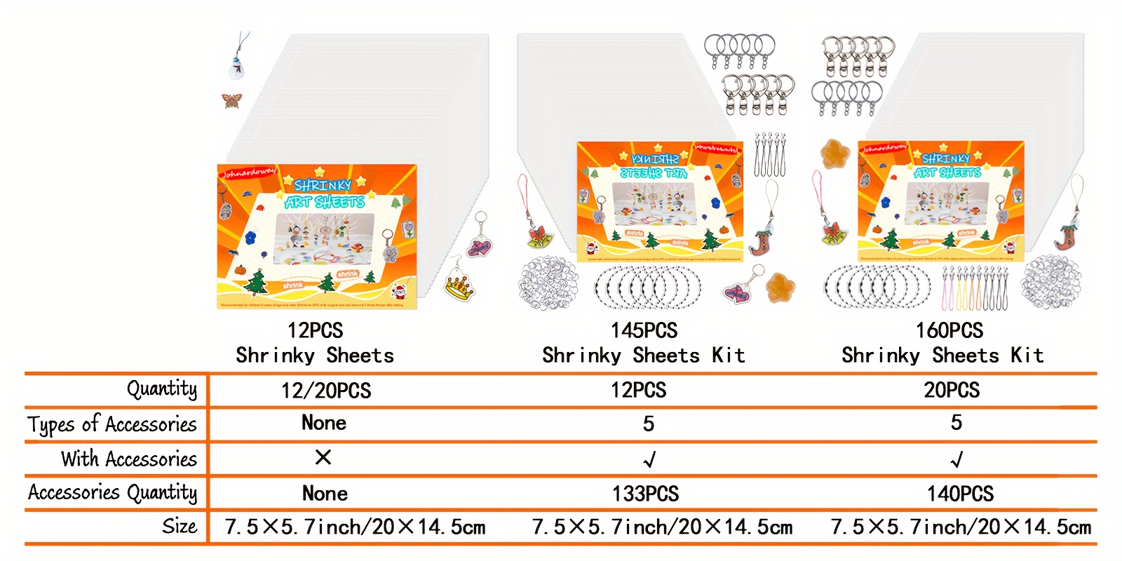 Shrinky Sheets Kit For Shrinky Dink, 142Pcs Heat Shrink Plastic Film Sheets  Including 12Pcs Shrinky Art Paper, 130PCS DIY Keychains Accessories For Ki