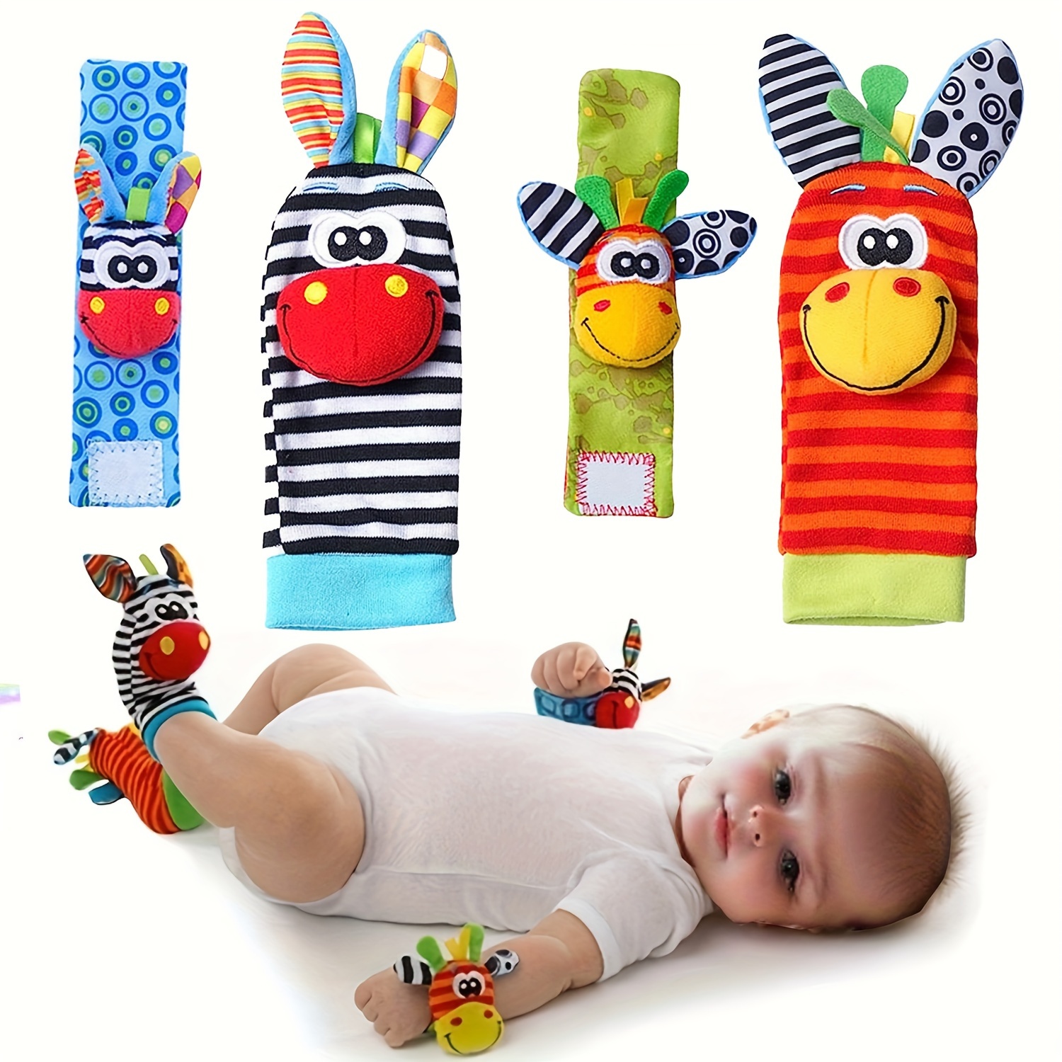 Sonajeros de muñeca para bebé, buscador de pies, calcetines de sonajero,  pulseras para bebés, niñas, niños, juguete de aprendizaje, juguetes para