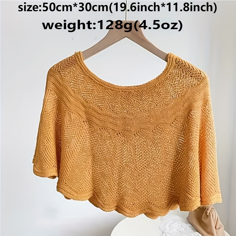Knitted Shawl Wavy Edge Solid Wrap Cape