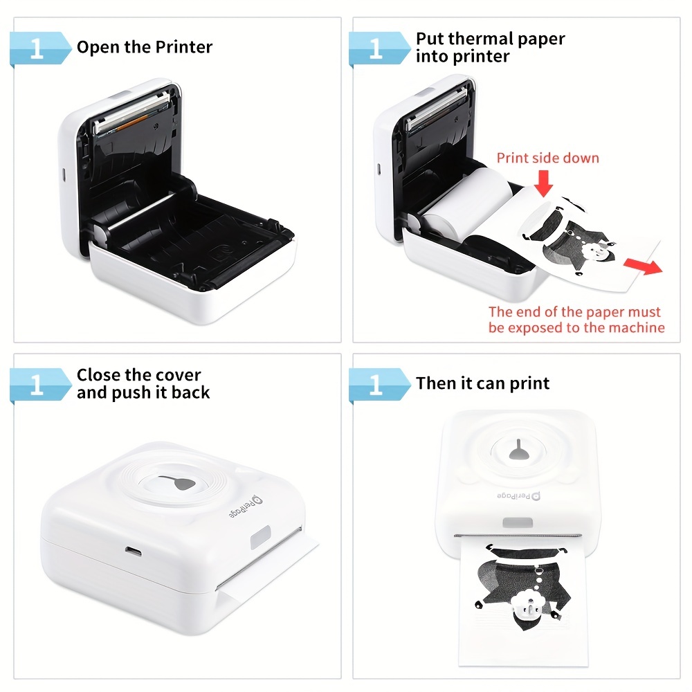 Mini imprimante thermique Peripage - A6 - Bluetooth - 6 rouleaux de papier  d'impression - Blanc - Imprimante Photo