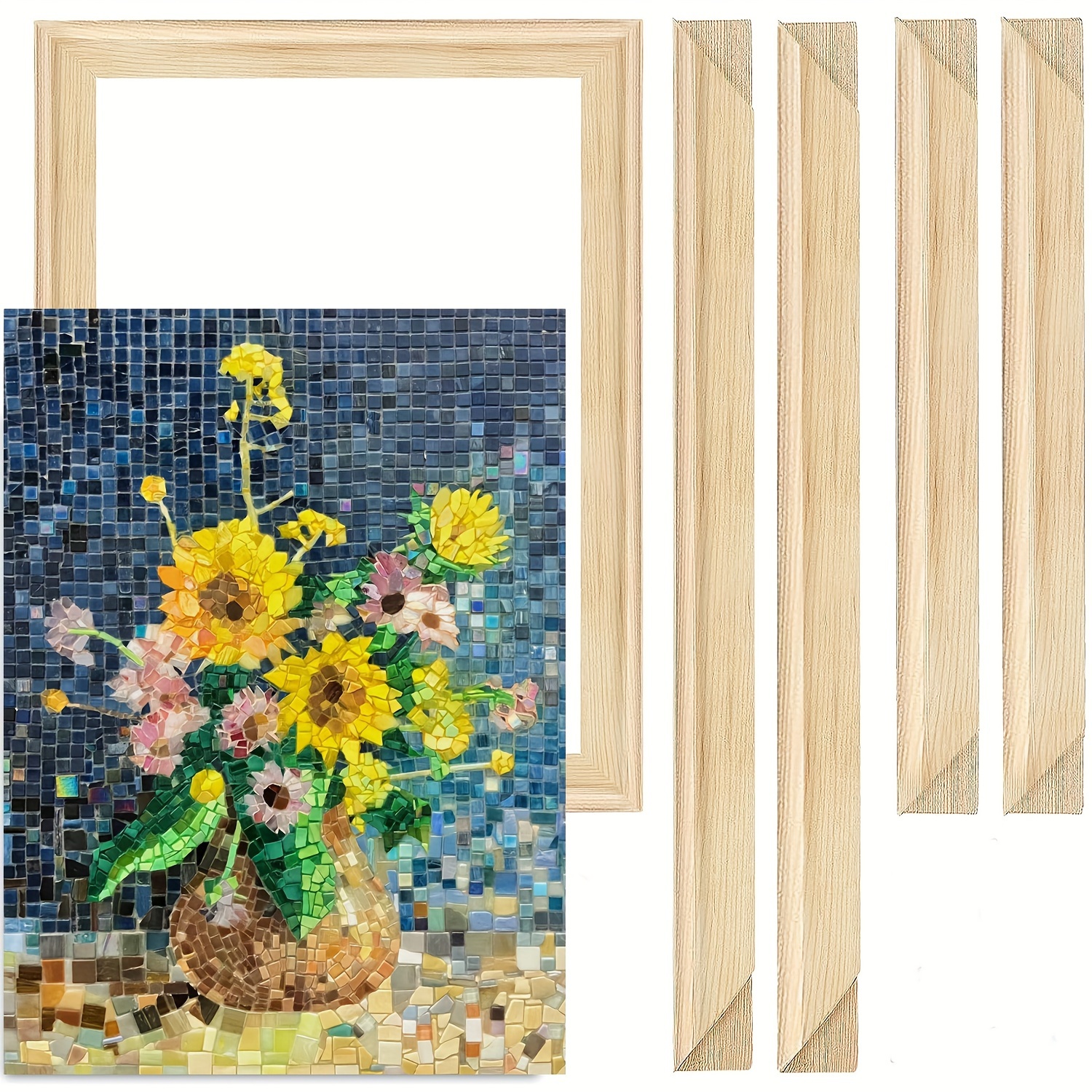 Wooden Diy Mosaic Puzzle Frame Diamond Painting Digital Oil - Temu