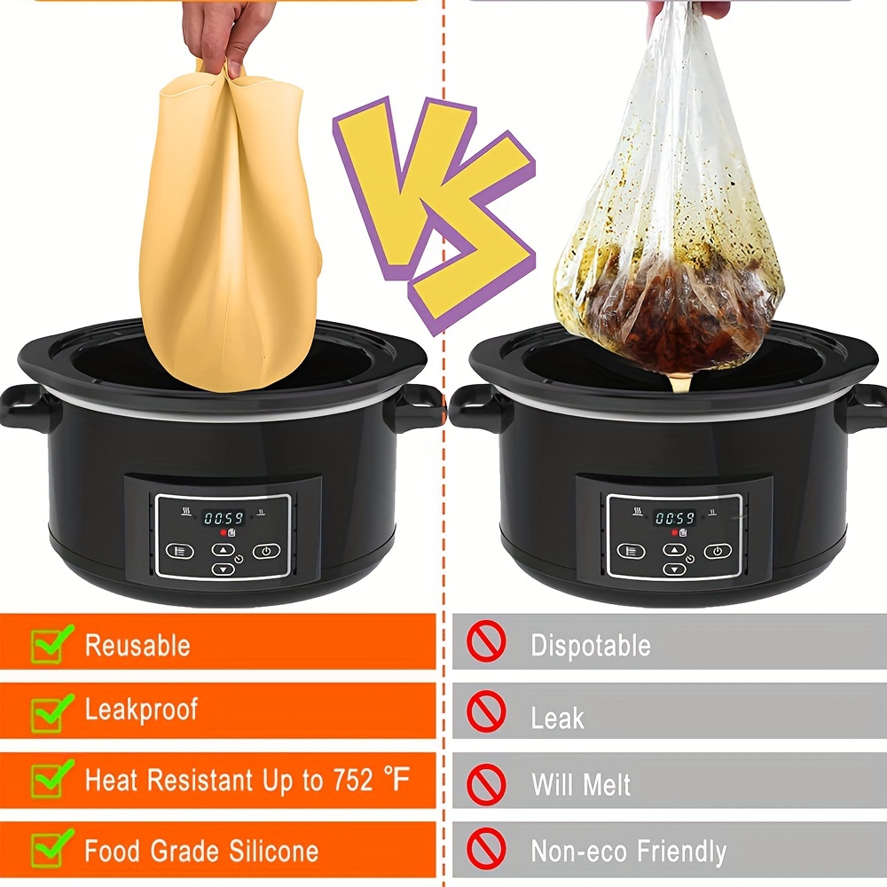 1pc Slow Cooker Liners Fit Crock-Pot 7-8 Quart Oval Slow Cooker, Reusable &  Leakproof Dishwasher Safe Cooking Liner