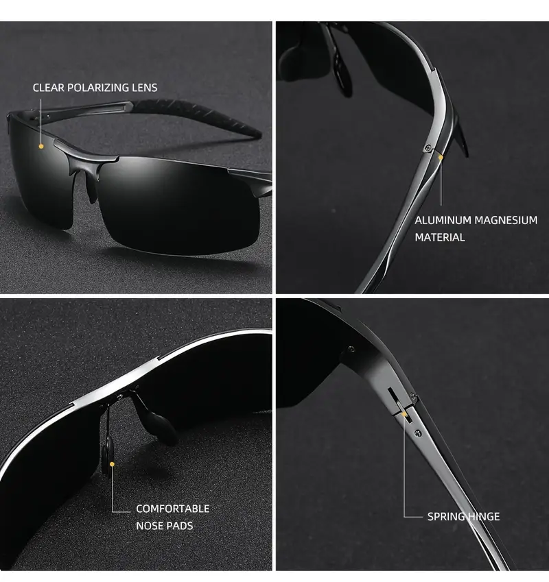 алюминиевые фотохромные мужские поляризованные дневные и ночные очки для вождения хамелеон UV400 антибликовое изменение цвета детали 11
