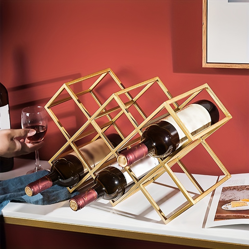 Comptoir à vin - 6 porte-bouteilles pour le stockage du vin, casier à vin  autonome pour cave à vin Bar Cabinet Gold