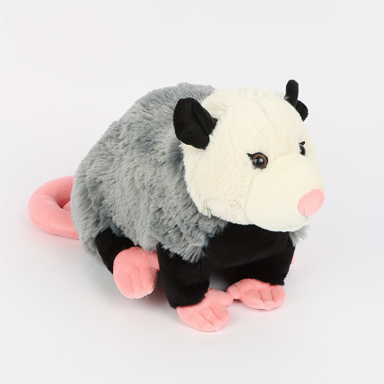 

38cm/14.96in Simulation Animal Realistic Opossum Soft Stuffed Wild Animal Dolls Cute And Soft Pink Tail And Pink Claws Pastoral Style Plush Toy Gifts For Friends