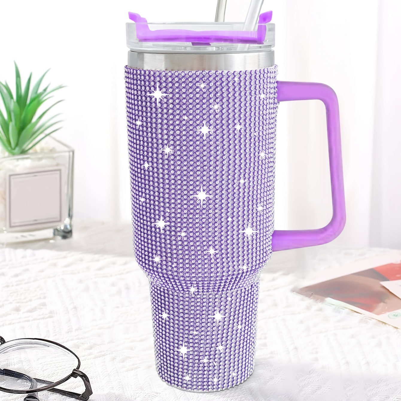 Sparkling Studded Tumbler With Lid Stainless Steel Insulated - Temu