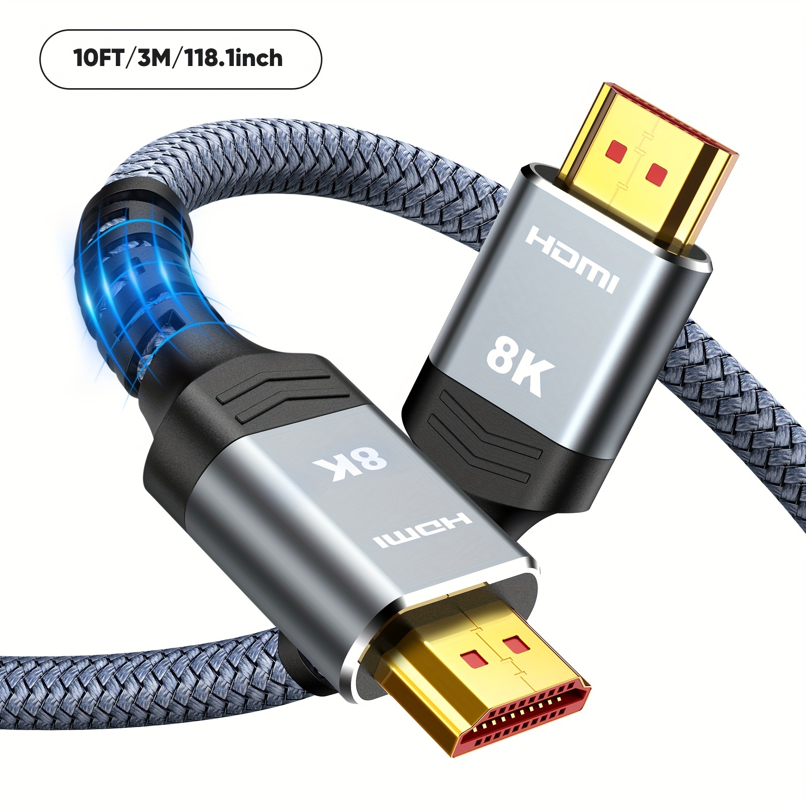 8K 4K Cable HDMI 2.1 3M, Certifié 48Gbps Ultra High Speed Câble