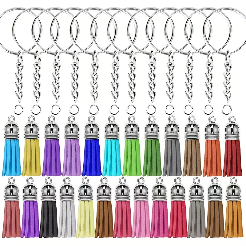 250Pcs/Set Keychain Tassels Bulk Colored Leather Tassel Pendants