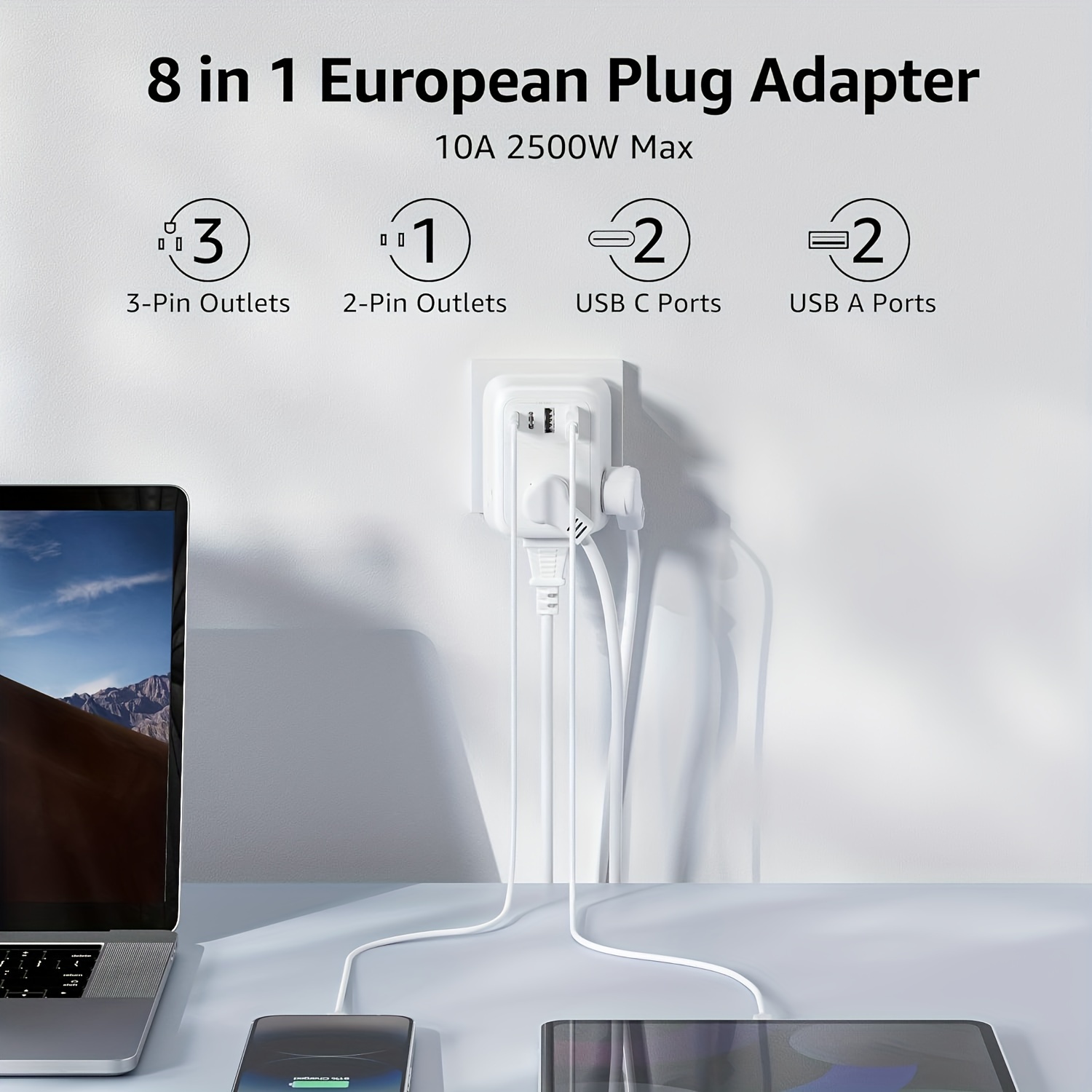 Adaptateur secteur EU vers UK 13A max - Chargeurs USB - Chargeurs