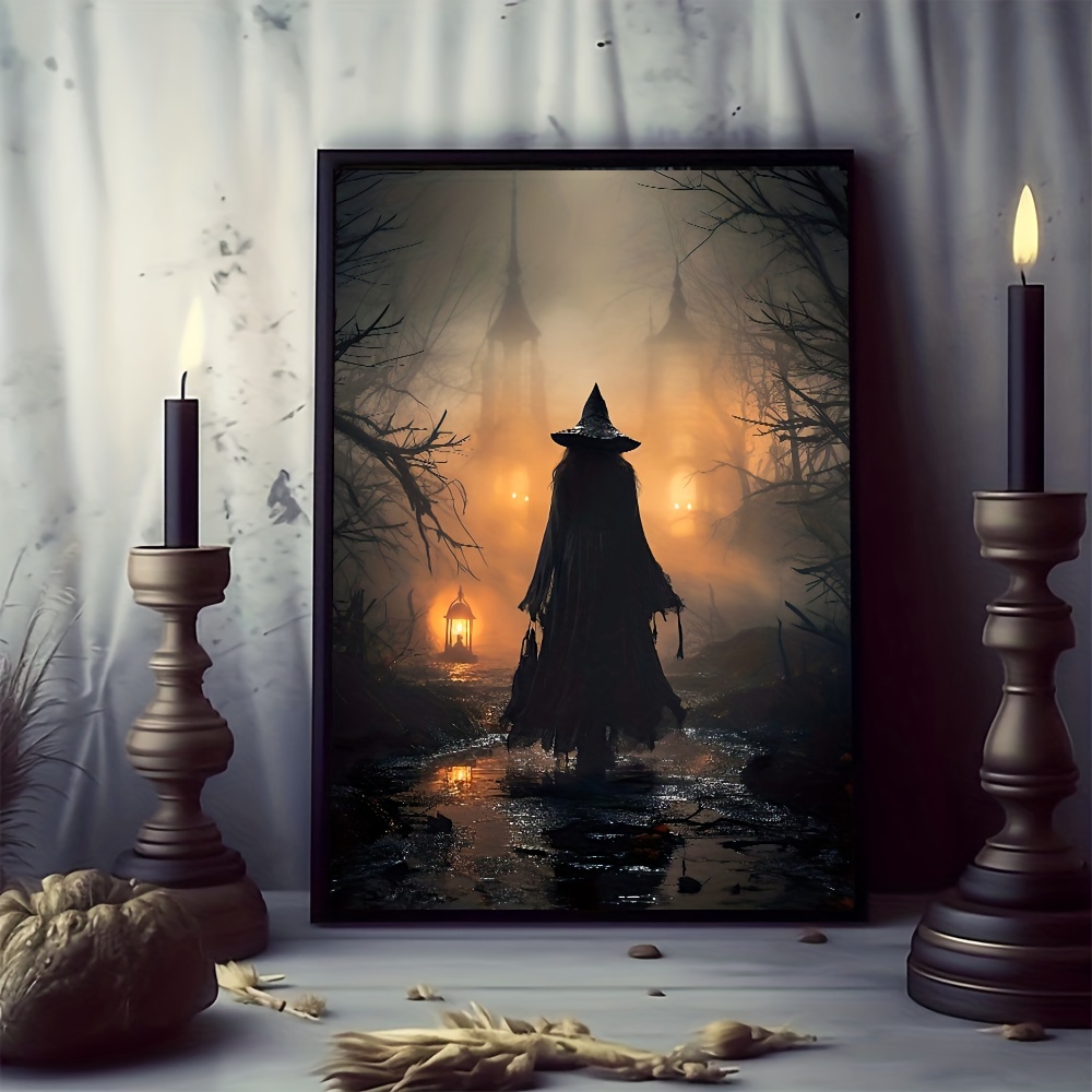 Cute Ghost Kid In Rain Dark Halloween Canvas Painting, Wall Art Decor -  Vintage Ghost Poster Halloween Gift