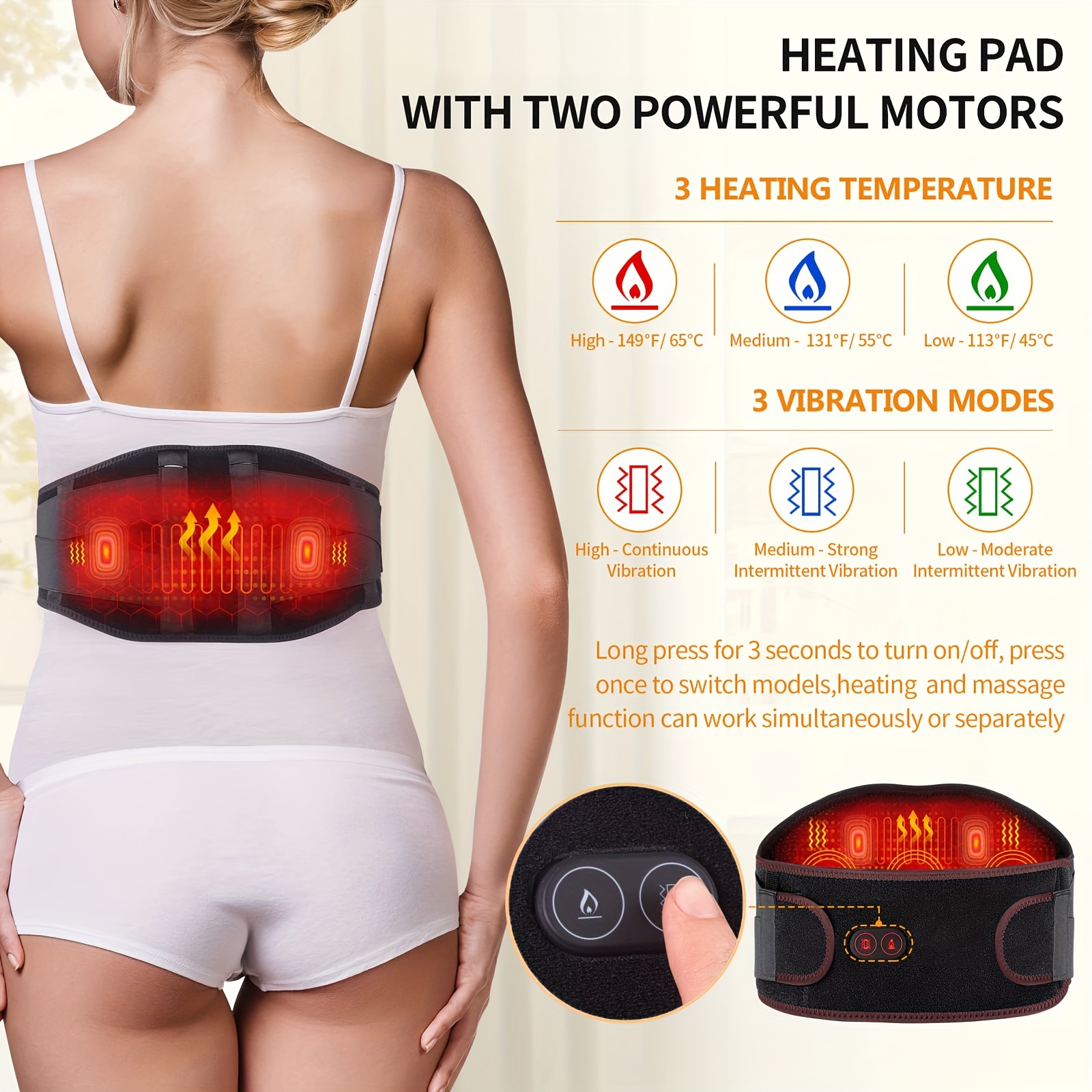 Electric Heating Waist Massage Belt With Far Infrared Vibration