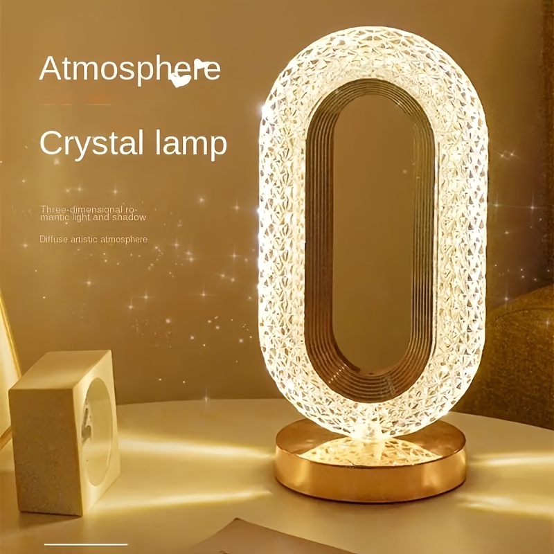 

1pc Bedside Small Night Light, Touch Table Lamp, Living Room Desktop Atmosphere Lamp, Crystal Decorative Lamp