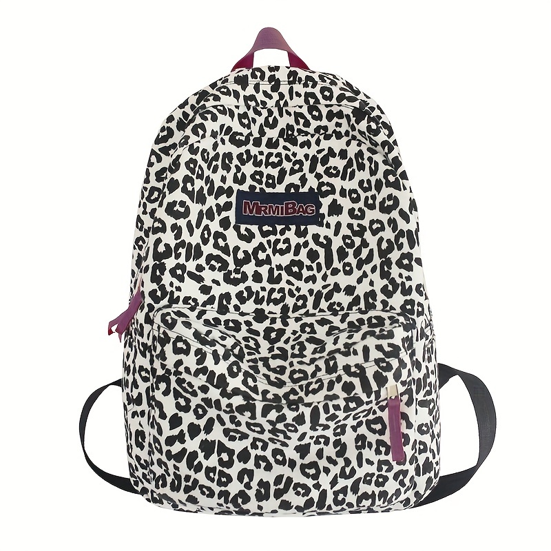 Stylish Leopard Pattern Backpack, Preppy Stylish Zipper Rucksack, Women's  Storage Daypack With Pendant - Temu