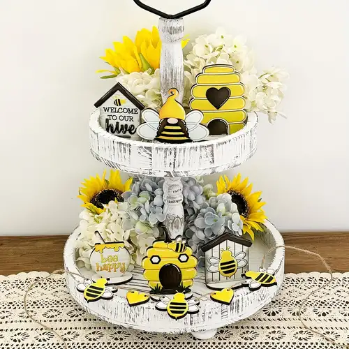 1pc Bumble Bee Chef Gnome Home Farmhouse Kitchen Decor Bee Shelf Tiered  Tray Decorations - Home & Kitchen - Temu