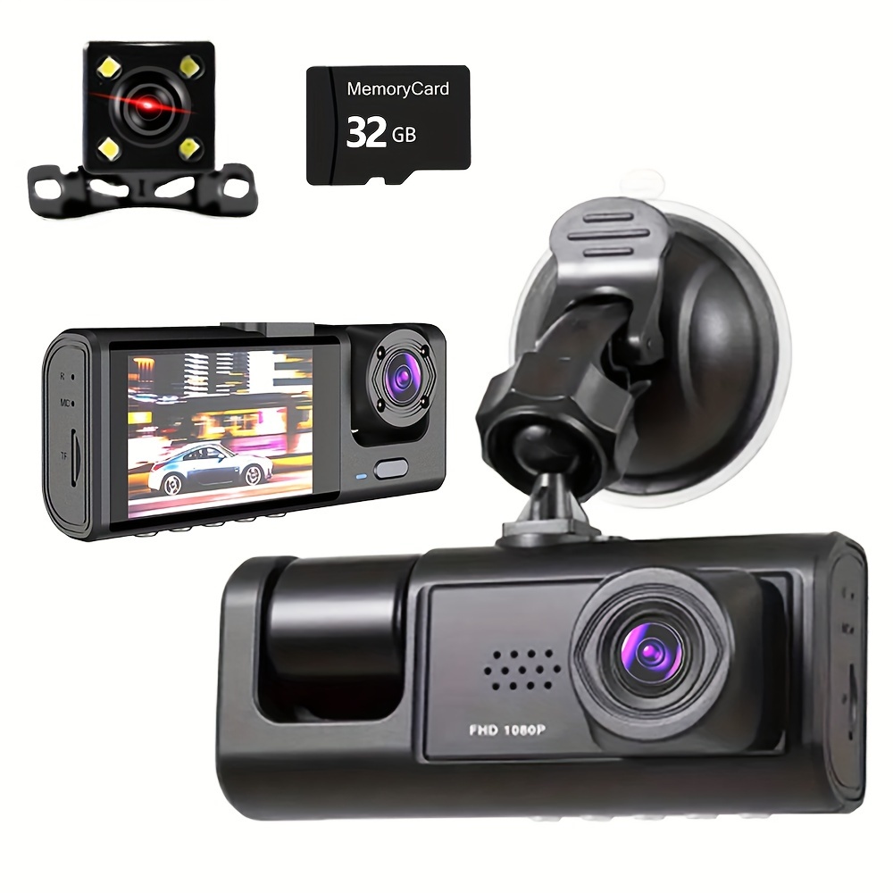 3 channel Dash Cam: 1080p Front Rear Inside Car Camera W/ - Temu