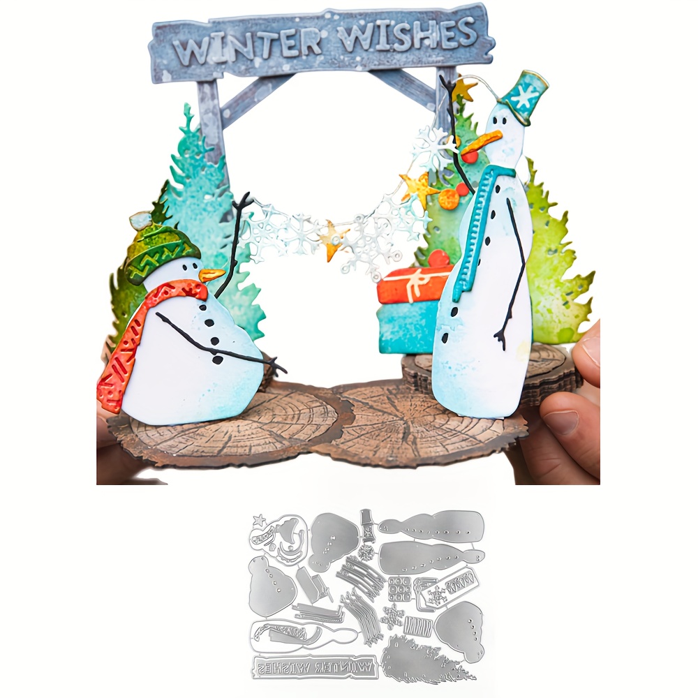 Winter Snowman Cutting Dies Set For Diy Crafting - Temu