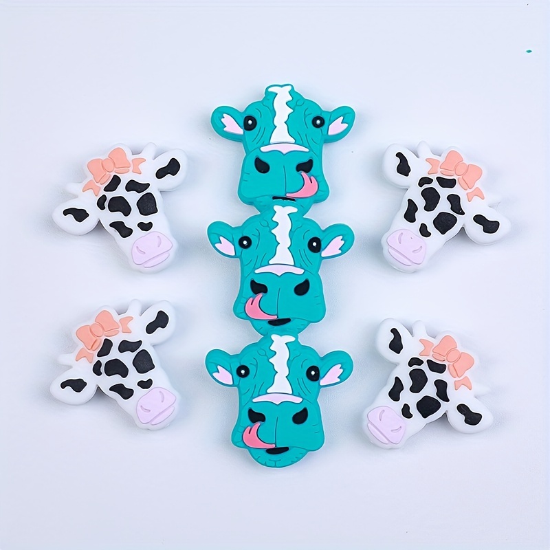 Cretaive Cute Cow Silicone Beads Loose Beads Jewelry Making - Temu