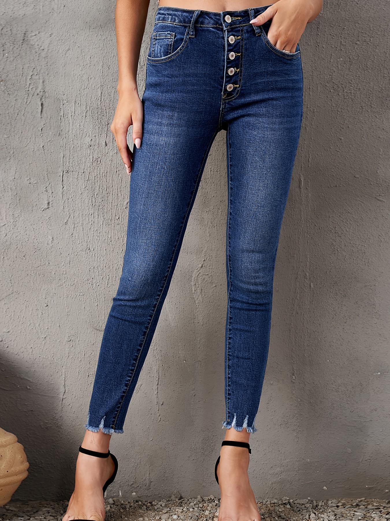 Ultra High Ankle Jeggings - Dark denim blue - Ladies