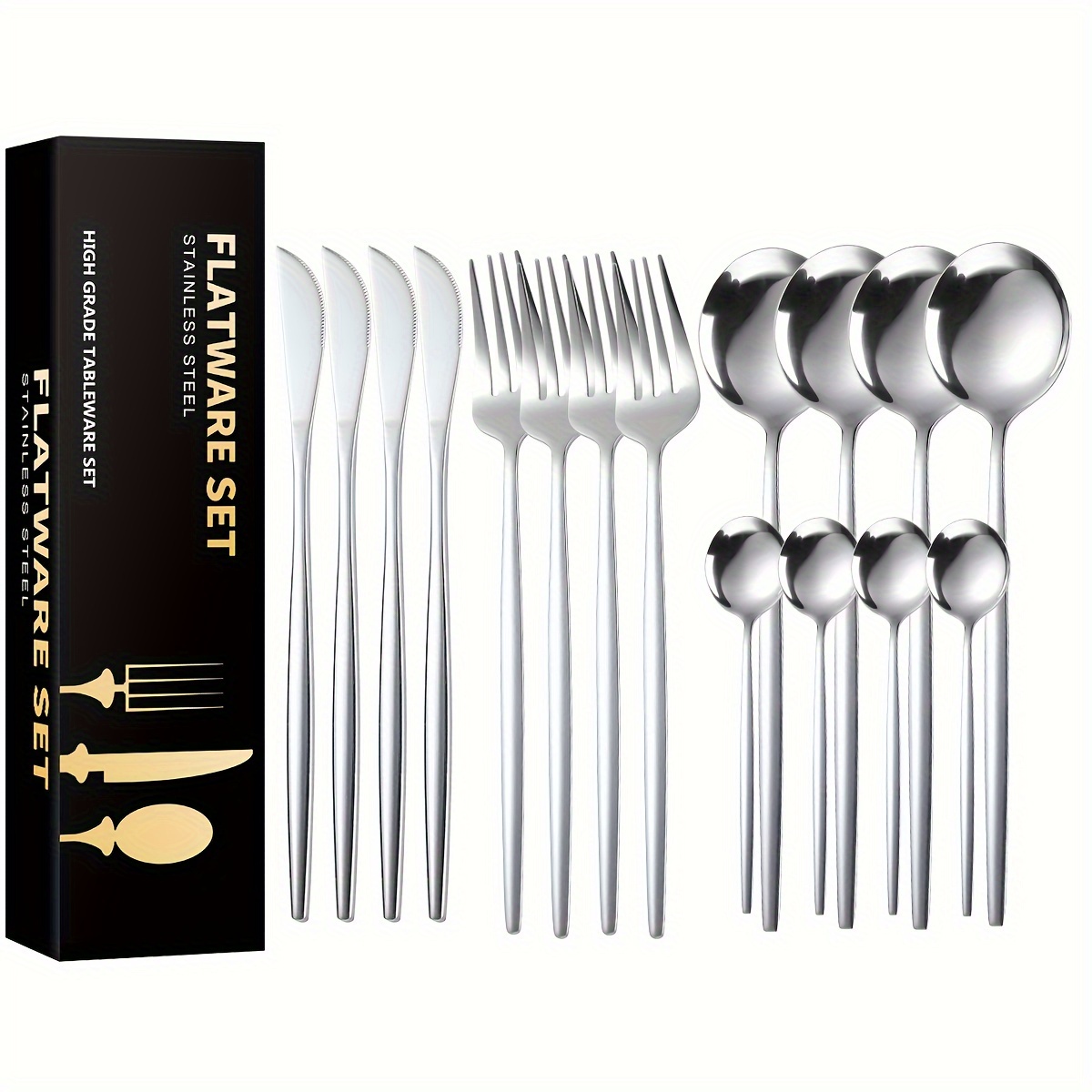 6/12Pieces Dinner Spoon Set, 7.99in Tablespoons, Silverware Spoons,  Stainless Steel Spoons Set For Eating Soup, Cereal - Mirror Polished  Dishwasher Sa